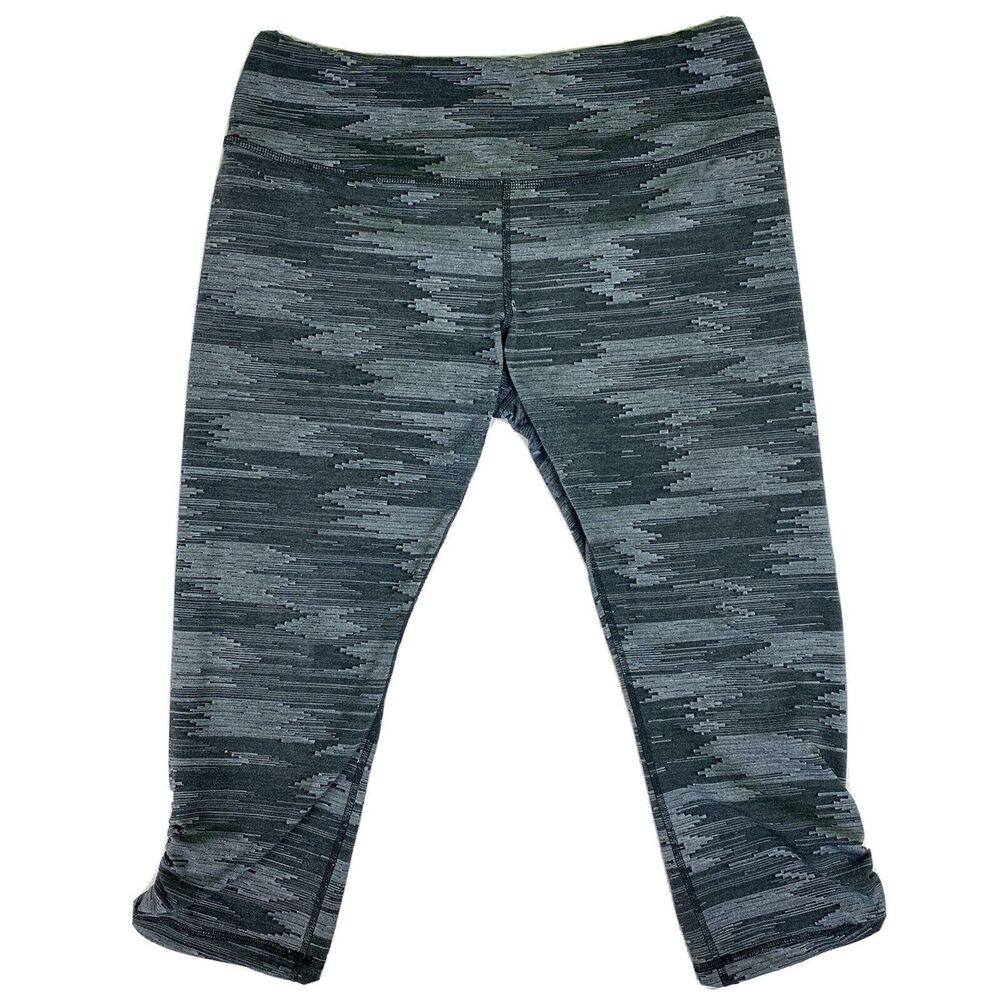 Brooks Running Greenlight Gray Print Running Capri Leggings Women's size L Large